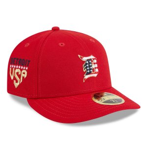 Мужская низкопрофильная кепка New Era Red Detroit Tigers 2023, 59FIFTY, облегающая шляпа