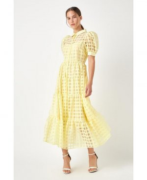 Женское многоярусное платье макси из органзы в сетку , мультиколор English Factory