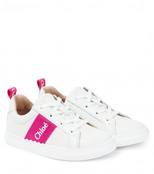 Кожаные кроссовки с логотипом , белый Chloé