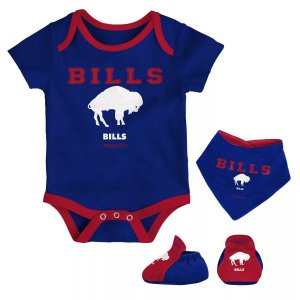 Для новорожденных и младенцев Mitchell & Ness Royal/Red Buffalo Bills Throwback Боди с нагрудником пинетками Unbranded