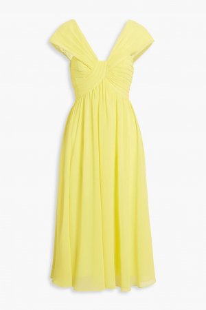 Плиссированное платье миди из шифона BADGLEY MISCHKA, желтый Mischka