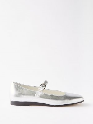 Кожаные балетки mary jane с закругленным носком , серебряный Le Monde Beryl