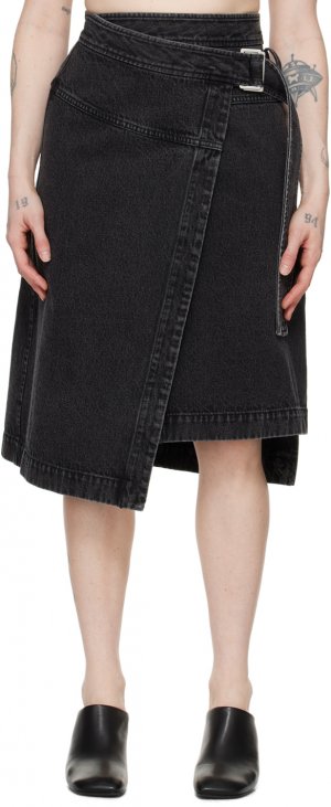 Черная джинсовая юбка-миди с запахом 3.1 Phillip Lim