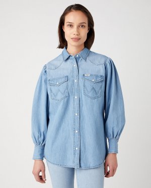 Женская джинсовая рубашка с объемными рукавами , серый Wrangler