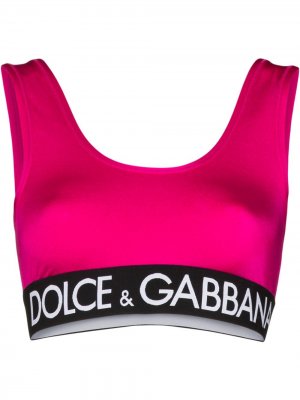 Спортивный бюстгальтер с логотипом Dolce & Gabbana. Цвет: розовый