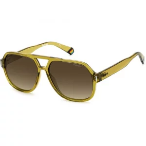 Солнцезащитные очки, коричневый, желтый Polaroid. Цвет: желтый/коричневый/горчичный