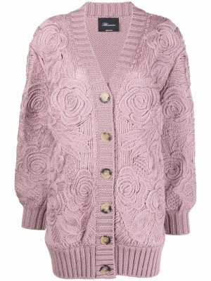 Шерстяной кардиган-пальто с цветочной вышивкой Blumarine. Цвет: розовый