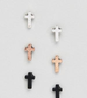 3 пары серег с крестами Icon Brand. Цвет: мульти
