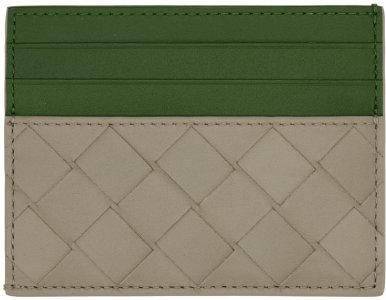 Коричневый и зеленый чехол для кредитных карт Bottega Veneta