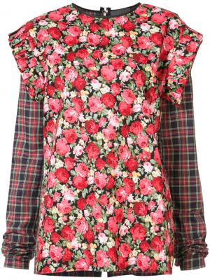Блуза с оборками Les Animaux. Цвет: многоцветный
