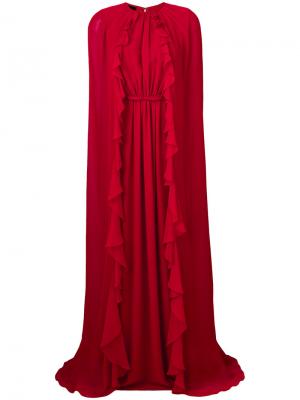 Длинное платье с рюшами Giambattista Valli. Цвет: красный