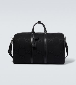 Дорожная сумка Jumbo GG с кожаной отделкой , черный Gucci