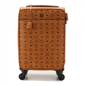 Кожаный дорожный чемодан на колесиках MCM. Цвет: коричневый
