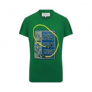Хлопковая футболка Maison Margiela. Цвет: зелёный