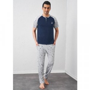 Пижама , размер 46, серый, синий Relax Mode. Цвет: синий/серый
