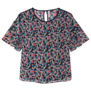 Блузка с круглым вырезом и рисунком Marlene PEPE JEANS. Цвет: рисунок синий/розовый