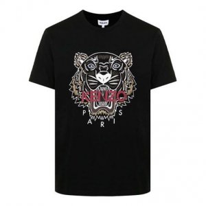 Футболка Men's KENZO Tiger Head Printing Round Neck Short Sleeve Black T-Shirt, черный