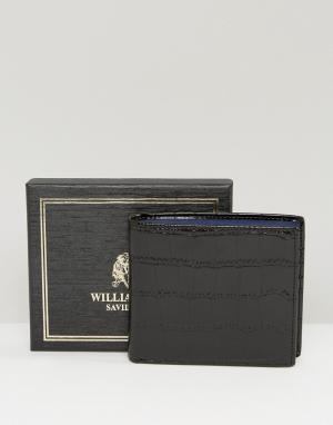 Черный кожаный бумажник с контрастной подкладкой William Hunt. Цвет: черный
