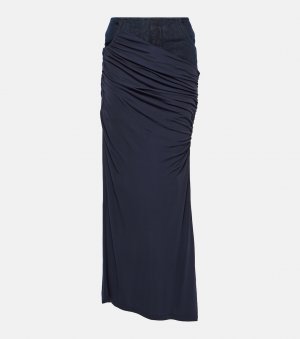 Джинсовая юбка макси со сборками, синий Christopher Esber