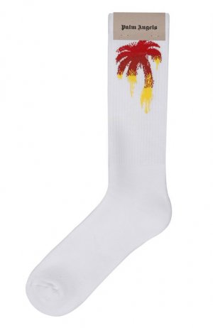 Хлопковые носки Palm Angels. Цвет: белый