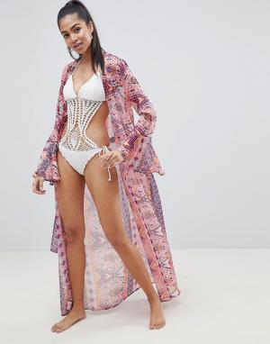 Пляжное кимоно с принтом Missguided. Цвет: мульти