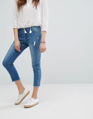 Укороченные джинсы с необработанным низом Gandys. Цвет: синий