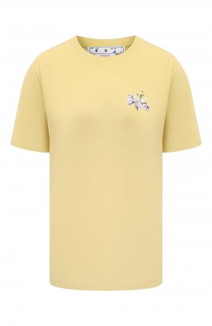 Хлопковая футболка Off-White. Цвет: жёлтый