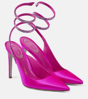 Атласные туфли cleo с декором , розовый Rene Caovilla