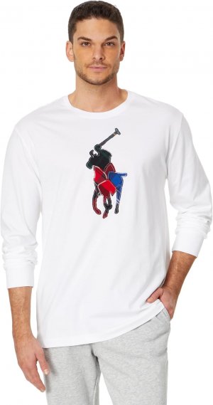 Классическая футболка из джерси с пони в клетку , белый Polo Ralph Lauren