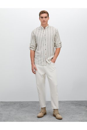 Рубашка с великолепным воротником, длинными рукавами, застегнутыми на пуговицы, закатанными рукавами , белый Koton