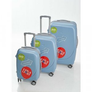 Комплект чемоданов Ультра ЛАЙТ, размер S/M/L, голубой Ultra Light. Цвет: голубой