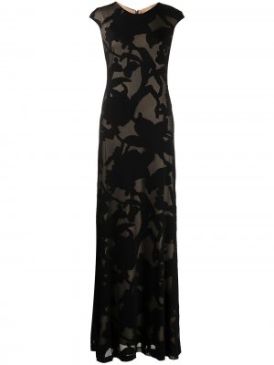 Вечернее платье с абстрактным принтом Halston Heritage. Цвет: черный