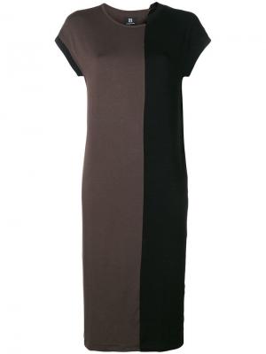 Платье футболочного кроя дизайна колор-блок Yohji Yamamoto. Цвет: черный