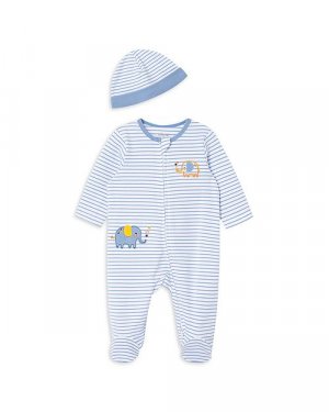 Хлопковая футболка со слоном в полоску для мальчиков и amp; Комплект шапок - детский , цвет Blue Little Me