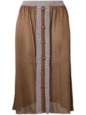 Вязаная юбка с пуговицами Denia D'enia. Цвет: коричневый