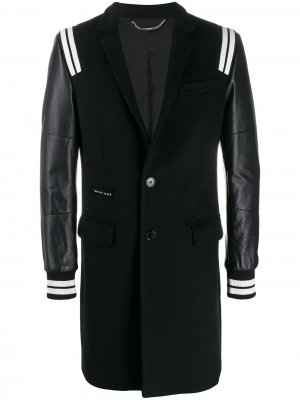 Однобортное пальто в полоску Philipp Plein. Цвет: черный