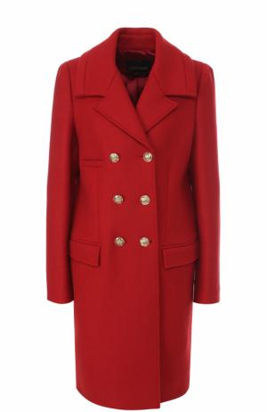 Двубортное шерстяное пальто Roberto Cavalli. Цвет: красный