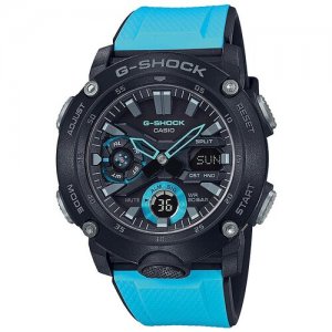 Наручные часы G-Shock GA-2000-1A2, голубой, черный CASIO