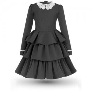 Школьное платье , размер 122-128, белый, серый Alisia Fiori. Цвет: белый/серый