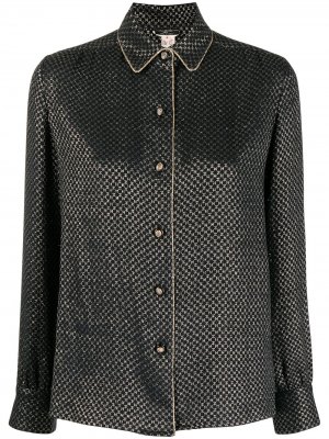 Шелковая рубашка 1990-х годов с эффектом металлик Chanel Pre-Owned. Цвет: черный