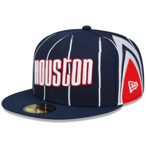 Мужская кепка New Era Navy Houston Rockets 2021/22 City Edition Official 59FIFTY Облегающая шляпа