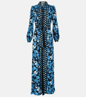 Платье макси joshua из крепа с цветочным принтом, синий Diane von Furstenberg