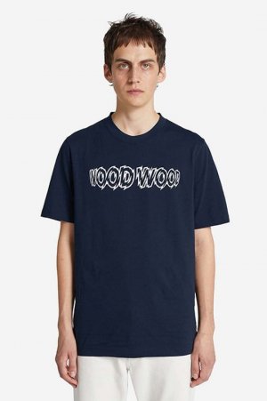 Хлопковая футболка с логотипом Bobby Shatter , темно-синий Wood