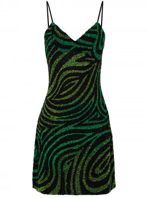 Платье-комбинация длины мини с пайетками Ashish. Цвет: черный