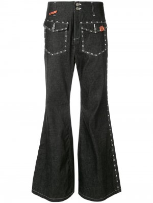 Расклешенные джинсы с заклепками Maison Mihara Yasuhiro. Цвет: черный