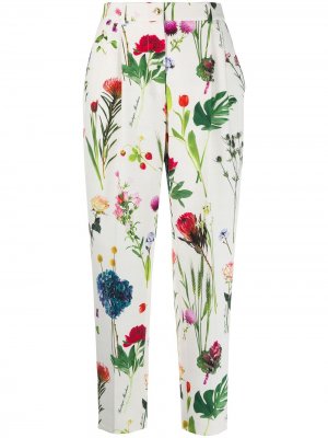 Зауженные брюки с цветочным фотопринтом Boutique Moschino. Цвет: белый