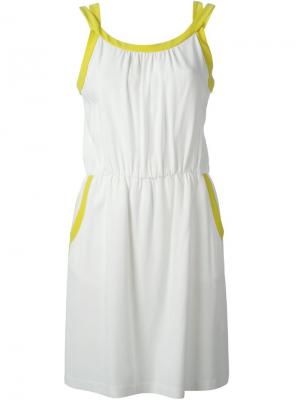 Платье с контрастной окантовкой Mauro Grifoni. Цвет: белый