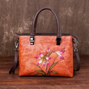 Женские сумки из натуральной кожи с цветочным принтом, винтажные роскошные дизайнерские на плечо, сумка через плечо коровьей GZW Baellerry