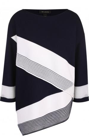 Пуловер асимметричного кроя с контрастной отделкой St. John. Цвет: синий