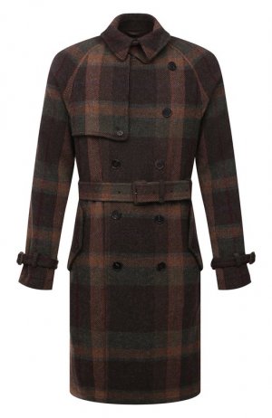 Шерстяное пальто Ralph Lauren. Цвет: коричневый